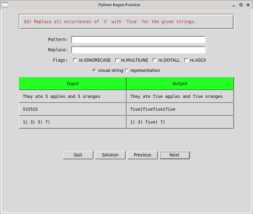 Python exercise example for re.sub